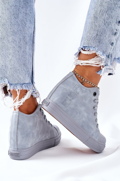Leather Wedge Sneakers Big Star II274094 Blue