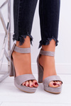 Women's Stiletto Heeled Sandals Suede Grey ShakeUp