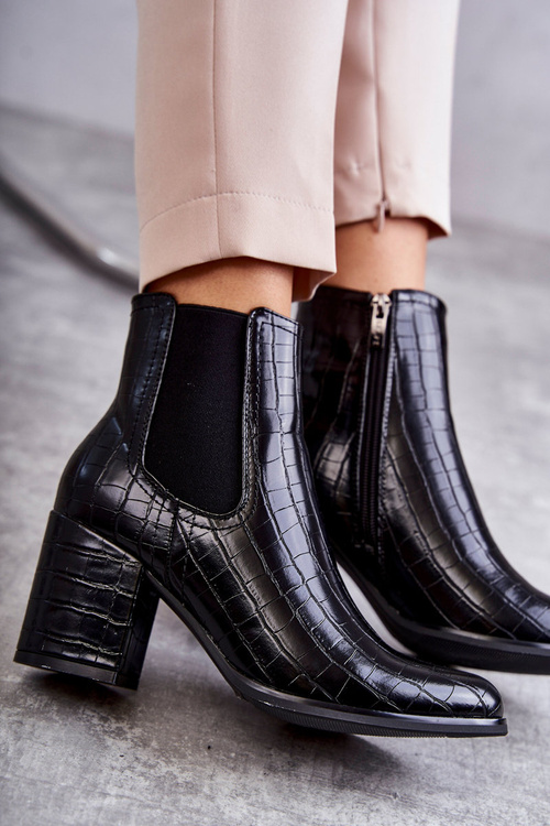 Snake Leather Booties La.Fi 260038B-XC Black