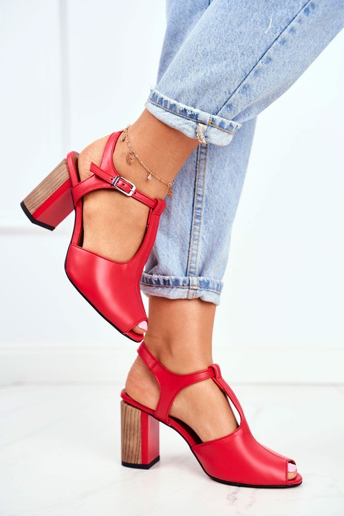 Women's Maciejka Leather Sandals Red 04117