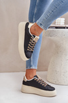 Sneakersy Z Ozdobnymi Sznurówkami Na Platformie Czarne Fonetha