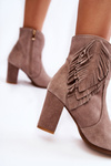 Women's Suede Booties Lewski Shoes 3093 Cappucino