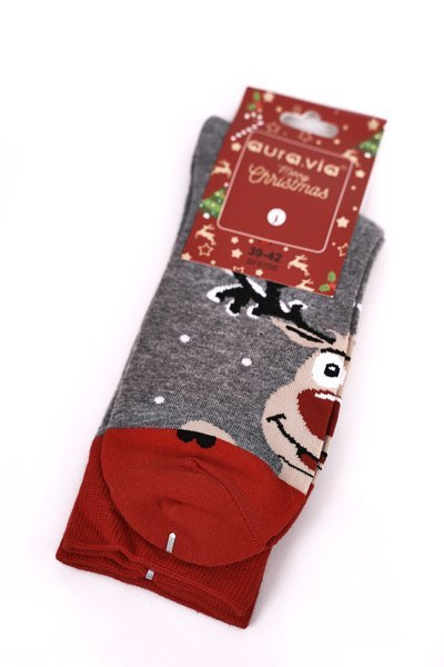 Christmas Men's Cotton Socks Grey Ho-Ho-Ho