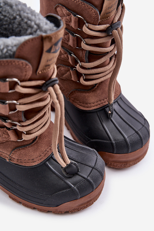 High Warm Children's Snow Boots With Drawstring Brown Lee Cooper LCJ-24-44-2842K