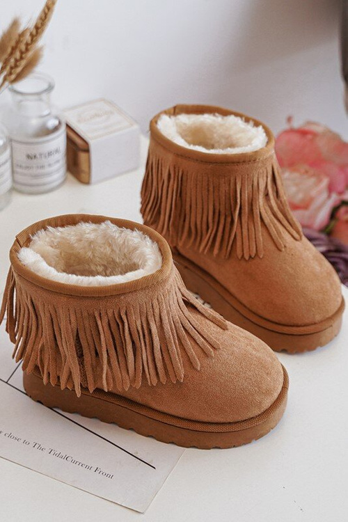 Children's Snow Boots with Decorative Fringes Camel Nimia