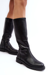 Women's Insulated Flat Heel Boots Black Evelio