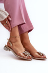 Transparent Sandals With Low Heel And Gold Decoration D&A MR38-383