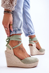 Women's Lace Up Wedge Sandals Green Bethany