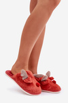 Women’s Fleece Slippers With Reindeer Motif Coral Sennalith