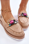 Women's Embellished Platform Loafers Beige Adelyn