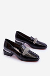 Patent High Heel Loafers With Cubic Zirconia Black Lavern