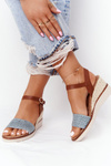 Wedge Sandals With Braids Blue Tenerife