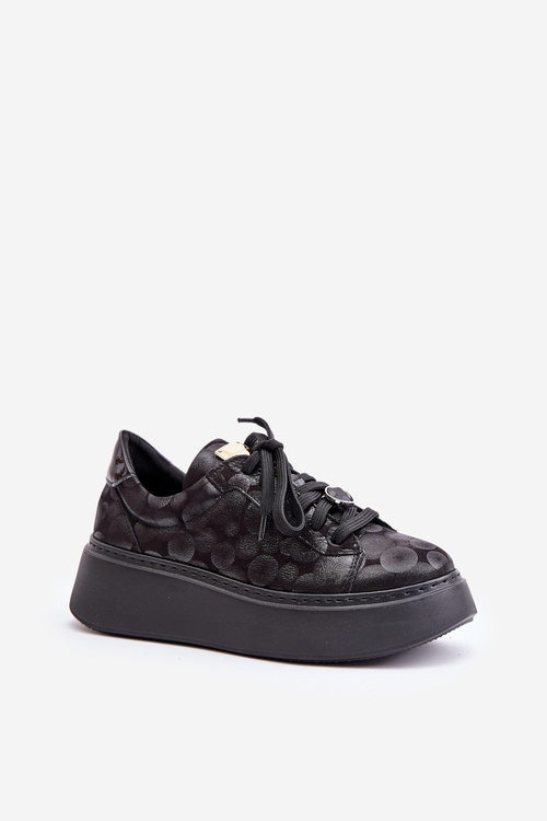 Leather Sports Shoes On Platform Maciejka 06191-42 Black