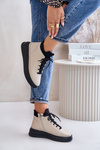 Buty Sportowe Na Platformie Skóra Naturalna Lekkie Beżowe Artiker 55C0554