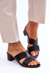 Classic Low Heel Leather Sandals Black Miley