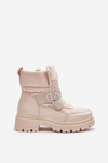 Women's Zip-Up Snow Boots Padded Light Beige Zeva