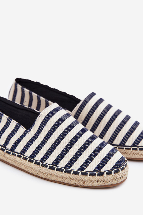 Men's Fabric Espadrilles With Stripes Dark Blue Kerenz