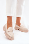 Ladies Moccasins Eco Leather With Rhinestones Beige Wilamla