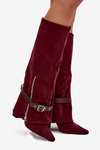 Women's Slip-On Boots with Block Heel and Decorative Strap Bordeaux Jolivine
