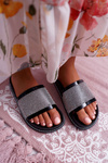 Women's Profiled Flip Flops With Zircons Black Rentre