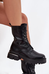 Women's Work Boots on Block Heel Black Alviora