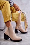 Suede Boots On High Heels With A Zipper Light Beige Sevione