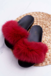 Women's Flip Flops with Natural Fur Red Naturis