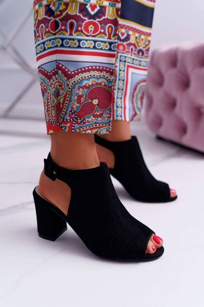 Women's Stiletto Sandals with Peep Toe Black Esta