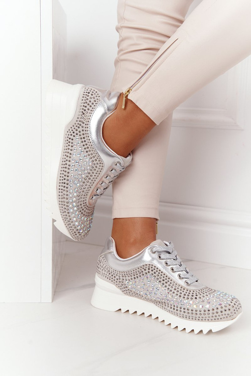 Wedge Sneakers With Sequins Lu Boo Silver