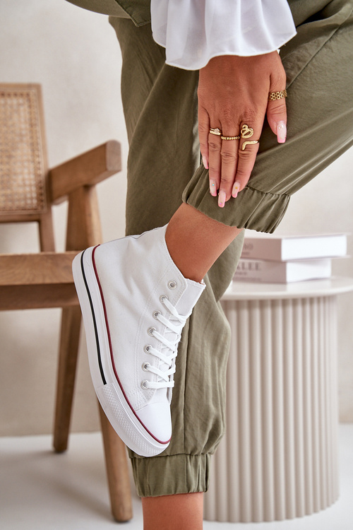 Women's Fabric High-Top Sneakers White Onaria