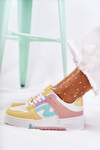Women's Sport Leather Shoes White and yellow Francis