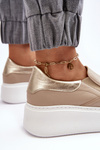 Women's Leather Sports Shoes on Platform Beige Lemar Manish