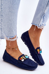 Women's Suede Loafers With Crystals navy blue Lucille