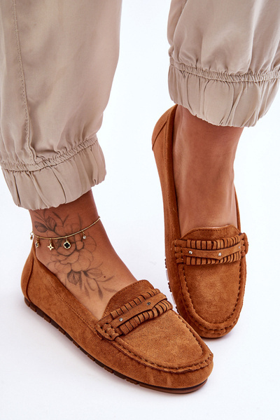 Damskie Zamszowe Mokasyny Camel Clorie 4638