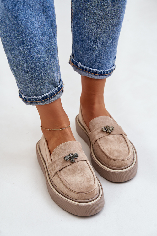 Womens Moccasins On Platform Beige Erithine