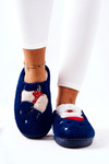 Christmas slippers Santa Claus and Reindeer Navy
