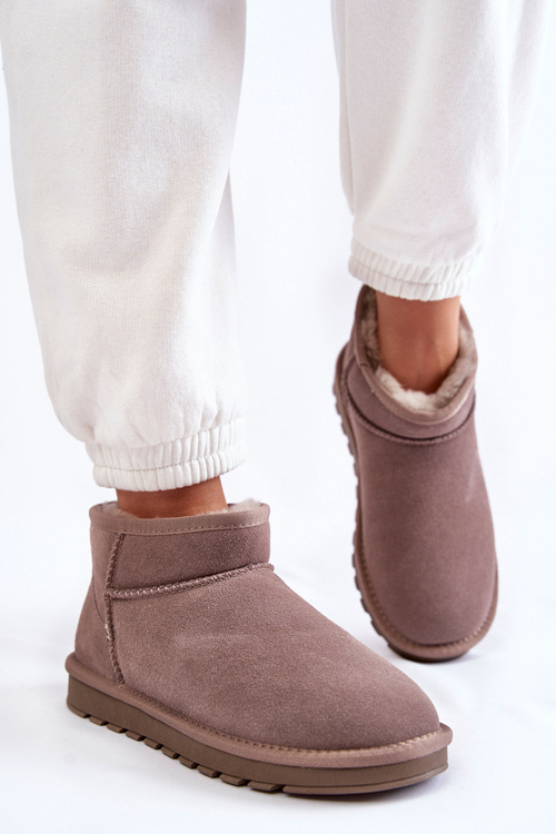 Women's Suede Low Snow Boots Grey Shelie