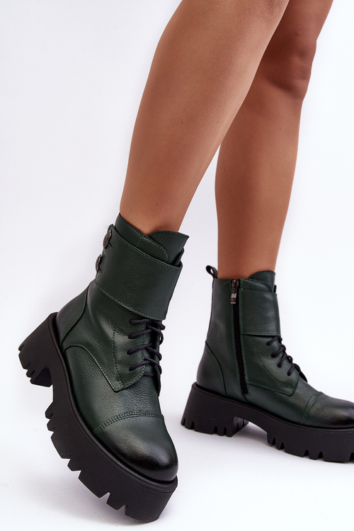 Leather Ankle Boots Women's Green Lemar Anceria