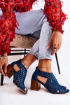 Openwork Boots On A Block Heel Maciejka 04593-17 Navy blue