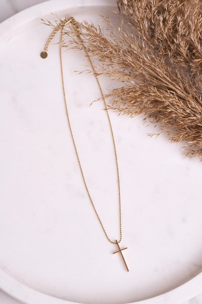 Women's Necklace with Cross Gold Simple