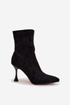 Embellished Women's Heeled Boots D&A JC52-882 Black