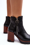 Women's Leather Boots on Heel Black Brittney