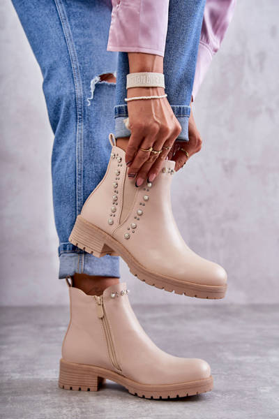 Leather Boots Beige Ferra