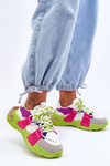 Buty Sportowe Damskie Modne Sznurowane Zielono-Różowe Chillout!