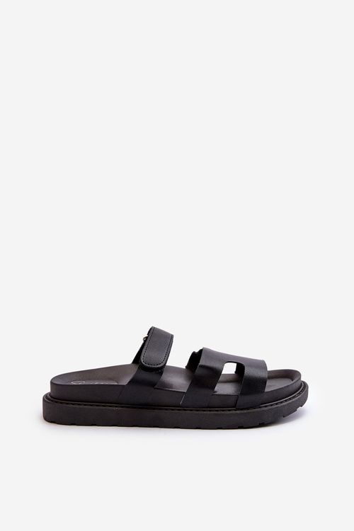 Eco Leather Women's Velcro Sandals Black Silaka