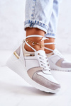 Leather sports shoes on a wedge White and grey Rayana