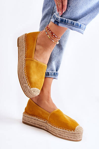 Espadryle Damskie Platforma Żółte Marise