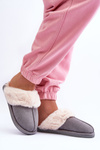 Women's Slippers With Fur Grey Pinky