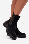 Women's Insulated Ankle Boots On Block Heel Black Zoralia
