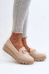 Women's Platform Moccasins with Light Beige Decoration Kaldina